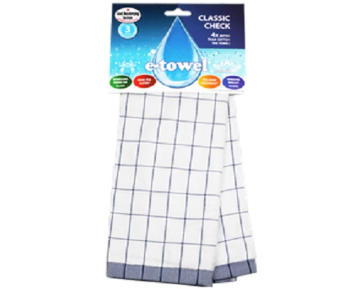 Description of E-CLOTH CLASSIC CHECK TEA TOWEL BLUE E-TOWEL